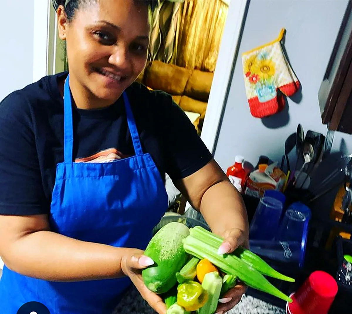 Preparing a meal with fresh vegetables from the garden